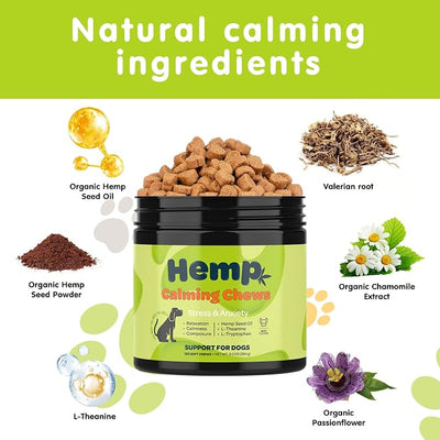 ZINGLY Hemp Calming Chews for Dogs Anxiety Relief, Dog Calming Chews - Anxiety Relief Treats, Anxiety Relief for Dogs Calming Treats, Calming Care for Dogs - Separation Aid, Barking, Bacon, 120 Counts