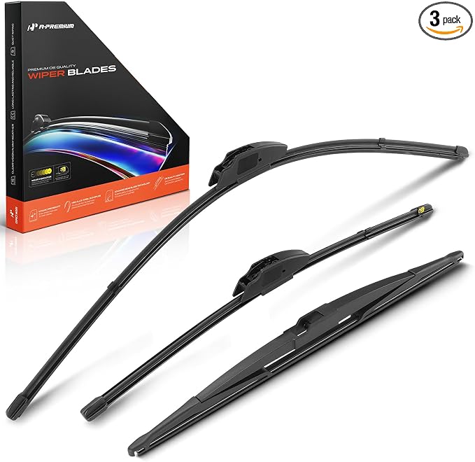 A-Premium 26"+18"+16" Windshield Wiper Blades with Wear Indicator & Towel | Compatible with Toyota Prius 2004-2009 & Lexus RX500h 2023-2024, Front Rear Wipers Blade Set, Hook/RL2 Arm, Pack of 3