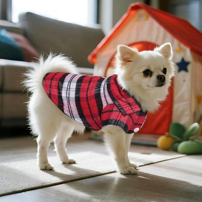 3 Pcs Dog Clothes Plaid Shirt Puppy Clothes Button Up Cat Shirt for Small Pet Dogs Cat Christmas Costume (X-Small)