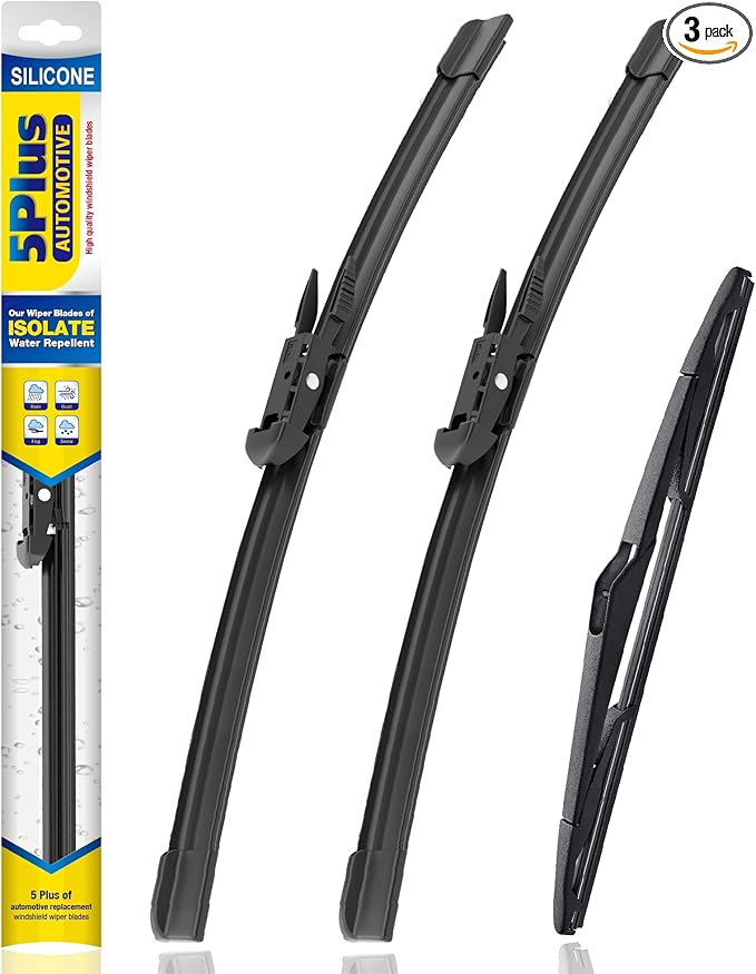 5 PLUS® Silicone Windshield Wipers Replacement for 2012 2013 2014 2015 2016 2017 2018 Ford Focus Wiper Blades(Set of 3),Automotive Replacement Windshield Wiper Blades For My Car-28"/28"/12"