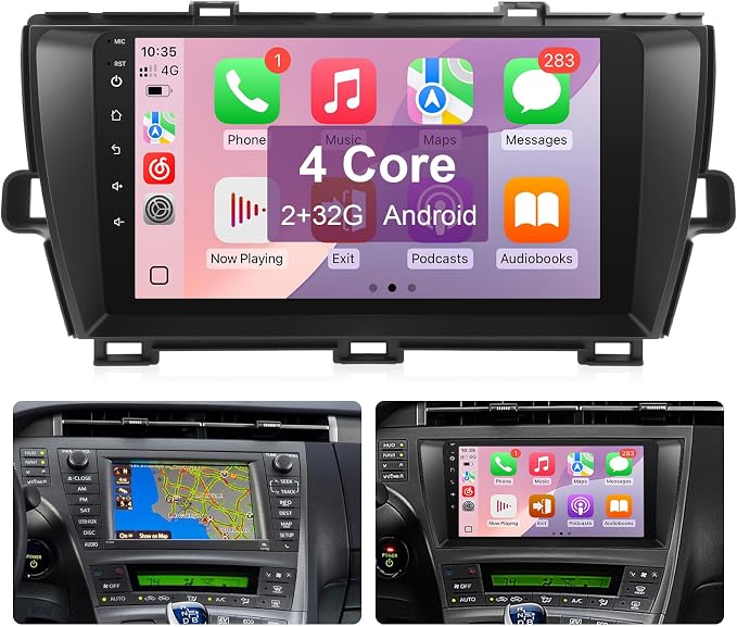 Leadfan Android Car Radio for Toyota Prius 2010-2015 Stereo Compatible with Apple CarPlay Android Auto, Touch Screen with Bluetooth/GPS/WiFi/MIC/Backup Camera (for Large Screens but NOT with JBL)