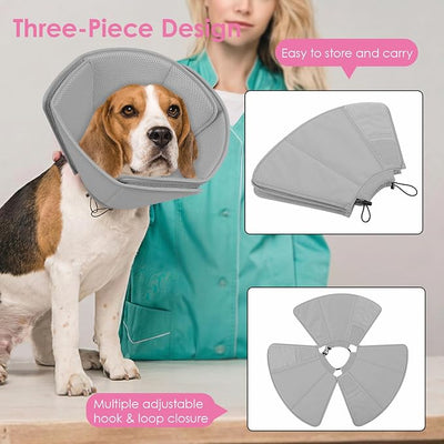 AOFITEE Soft Dog Cone, Adjustable Cones for Dogs After Surgery, Comfy Dog Cone Collar Alternative to Stop Licking, Elizabethan Recovery Collar for Large Dogs(Grey,Large)