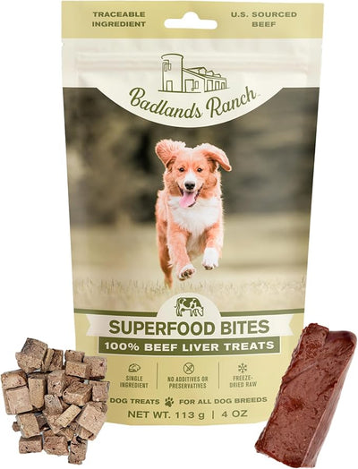 BADLANDS RANCH by Katherine Heigl – Superfood Bite Freeze-Dried Raw Beef Liver Dog Treats – High Protein Single-Ingredient Snacks for Training, Rewards & Daily Wellness