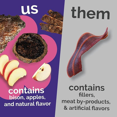 Fruitables Whole Jerky Bites, Healthy Dog Treats, Puppy Essentials, Jerky Dog Treats, Made in the USA, No Artificial Ingredients, Grilled Bison & Apple Flavor, 5oz