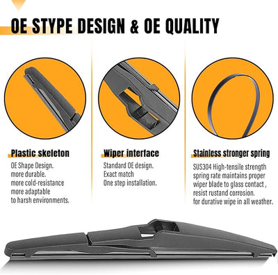AUTOBOO 10 Inch Rear Wiper Blade Replacement for TOYOTA RAV4 2018 2017 2016 2015 2014 2013 Highlander 2023 2022-2020 Jeep Compass 2025-2019 2018 -Genuine OE Back Windshield Wiper Blade (Pack of 1)