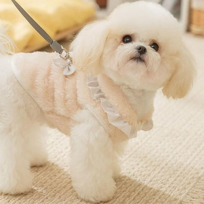Lace Bow Decoration Puppy Coats Fleece Winter Dog Shirts Winter Dog Coats for Small Medium Dogs for Chihuahua Yorkie Teacup Dog Christmas Outfit