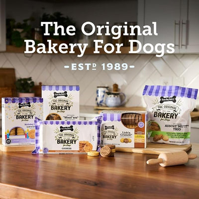 Three Dog Bakery Classic Cookies Dog Treats Variety Pack - Peanut Butter, Vanilla, & Carob Crunchy Treats for Dogs - 3 Pack
