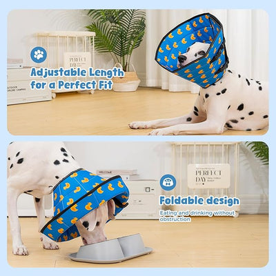 Avont Dog Cone Alternative, Adjustable Soft Comfy Foldable E Cones for Medium Large Dogs After Surgery, Escape-Proof Elizabethan Collar for Surgical Wound Recovery Stop Licking -Duck(XL)