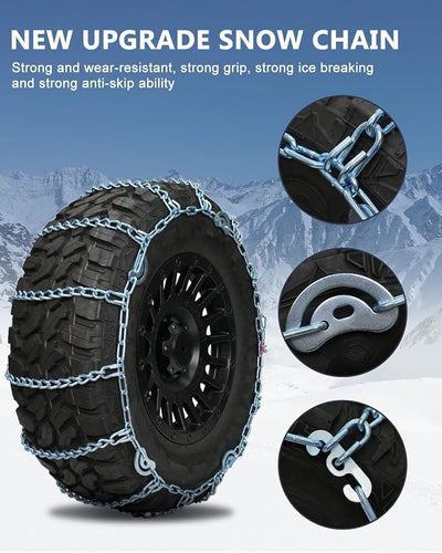 SCITOO Snow Chains for Car Pickup Trucks SUV,Quick Easy Installation Tire Traction Chain,Adjustable Universal Emergency Anti-Skid Thickening Tire Chains Width 265 275 315(16" 17" 18" 19" 20")-Set of 2