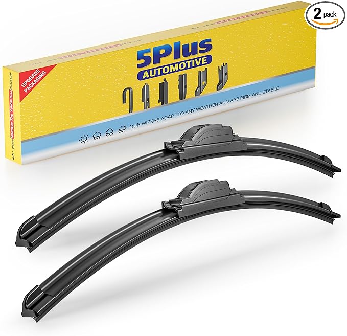 5 PLUS 28 and 28 Inch Front Wiper Blades 2-Pack, Size Pair Options | Windshield Wiper Size Pairs, Multi-Adapter Design, Smooth Wiping, All-Weather Performance, Easy Install