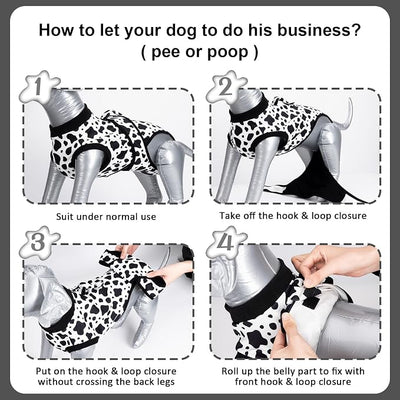 Dog Surgery Recovery Suit,Female Male Dog Onesie for Spay Neuter,Substitute E-Collar & Cone,Anti-Licking Breathable Onesie for Small Medium Large Dogs,Cow XXL