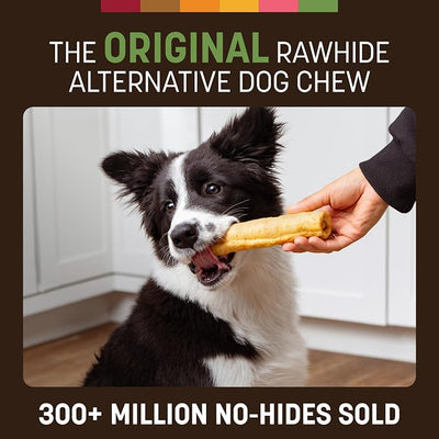 Earth Animal No Hide Chews - Long Lasting Rawhide Free Medium Dog Chews Rolls, Pork - 6 Count