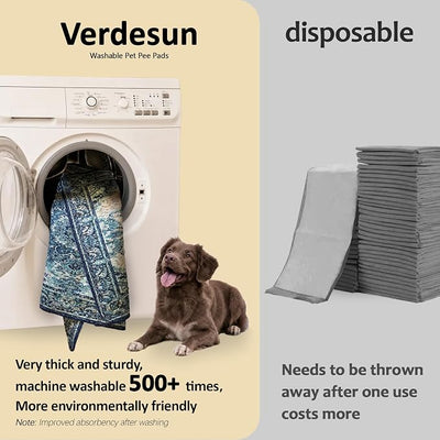 Washable Pee Pads for Dogs, Reusable Puppy Potty Training Pads, Ultra-Absorbent Thick Waterproof Leak-Proof Non-Slip Pads & Mat for Crate, Playpen, Floor, Whelping & Housebreaking , 2 Pack 36"x36"
