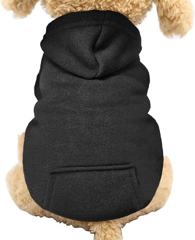 Jecikelon Soft Dog Hoodies for Small Dogs, Fleece Puppy Sweatshirt with Pockets, Warm Winter Cold Weather Coats for Pet Cat, Cute Clothes Puppy Costume (Black, X-Large)