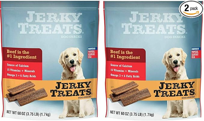 Jerky Treats Tender Strips Dog Snacks Beef 60 oz. 3.75 lbs - 2 Pack