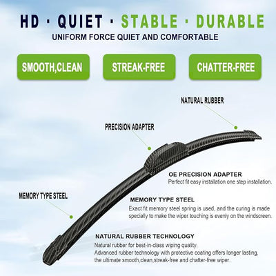 OEM QUALITY 26" + 16" PARRATI Carbon Fiber Windshield Wiper Blades, Black Gold All Season Durable Replacement Wipers,Quiet Smooth Streak-Free Wipe (Set of 2)