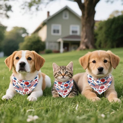 KEIAHUAN 250th Anniversary Dog Bandana USA Flag Dog Bandana Puppy Triangle Scarf Lightweight Pet Accessories for Small Medium Large Dogs Cats
