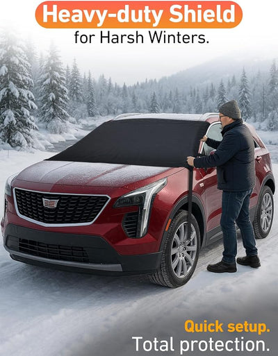 EcoNour Car Snow Cover Compatible for Cadillac XT4 | Windshield Cover for Ice and Snow with S-Hook Straps | Heavy-Duty 600D Oxford Winter Car Cover, Waterproof & Anti-Slip