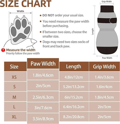 PUPTECK Anti-Slip Dog Socks with Double Sides Grips for Small Medium Large Dogs Hardwood Floors Prevents Licking, Dog Shoes for Hot Pavement Traction Control for Senior Dogs, Grey&Pink XS