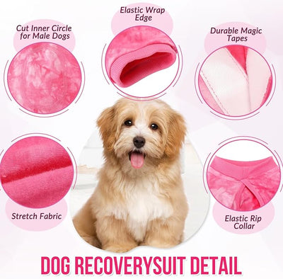 SlowTon Dog Recovery Suit - Surgery Recovery Suit for Female Male Dogs, Pet Surgical Suit After Spay Abdominal Wounds, E-Collar Cone Alternative Prevent Licking Dog Onesie (Pink,XL)