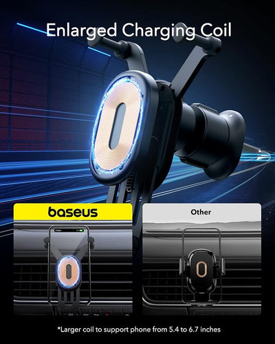 Wireless Car Charger, Baseus 15W Fast Charging Phone Mount for Car Vent, Car Phone Holder with Enlarged Charging Coil for iPhone 15 14 13 12 11 10 8 Pro Max Xs, Samsung Galaxy S&Note Series Google LG