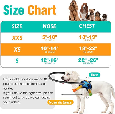 Anti Collision Blind Dog Halo Harness, No-Shock Protective Collar for Visually Impaired Dogs, Adjustable Secure Vest for Blind Dog Comfort Safety(12-16")