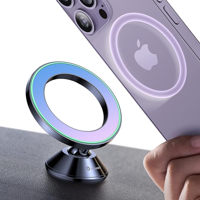 Fit for MagSafe Car Mount [Colorful Gradient] Magnetic Phone Holder for Car Dashboard [Lasting & Never Fall] All Metal Sturdy Phone Mount for Car Dash Fit iPhone 16 Pro Max 15 14 13 12 Samsung