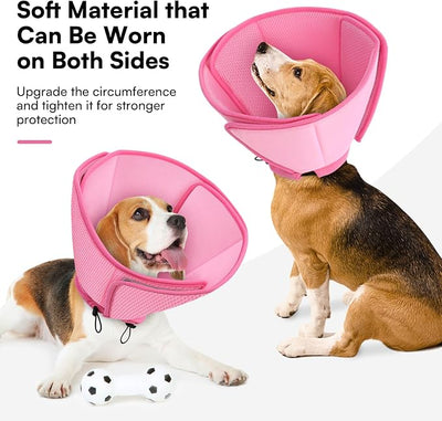 Queenmore Soft Dog Cone Collar,Comfortable Dog Cones for Medium Dogs/Cats to Stop Licking After Surgery,Comfy Cone for Dogs, Neuter Recovery Ecollars of Shame Alternatives,Pink,M