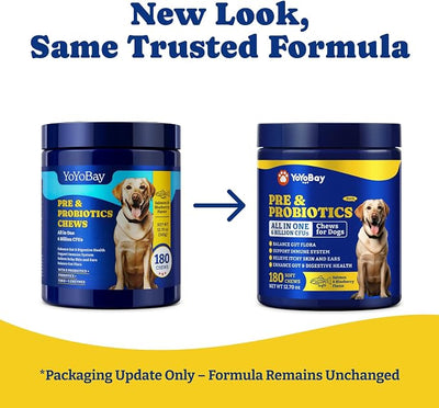 Probiotics for Dogs - Dog Probiotics for Gut, Immune & Skin Health - 6 Billion CFUs, 180 Soft Chews, Salmon & Blueberry Flavor - with Prebiotics & Digestive Enzymes
