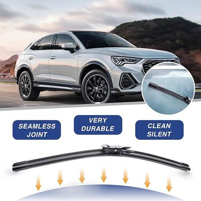 26"+23" Water Repellent Windshield Wiper Blades Replacement for Toyota Tundra 2021 2020 2019 2018 2017-2007,Sequoia 2022-2008 Silicone Automotive Windshield Wiper Blades(Pinch Tab)