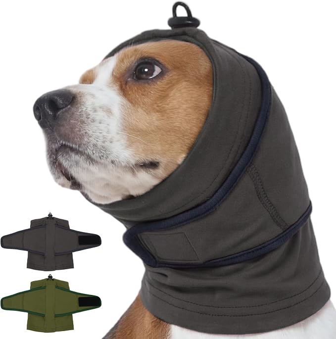 Nanaki Dog Calming Hoodie for Noise Protection, Firework, Thunderstorm-No Shake Ear Wraps for Dogs Anxiety Relief for Separation, Vet Visit, Dog Head Wrap for Ear Hematoma Prevent Scratching, Grey,S