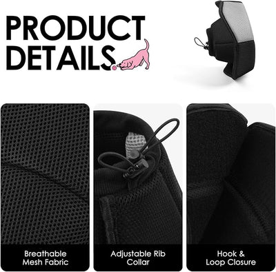 AOFITEE Dog Cone - Soft Dog Cone Collar to Stop Licking, Adjustable Comfy Cones for Dogs After Surgery, Foldable Cones for Dogs Elizabethan Pet Collar for Medium Pets, Pet Recovery Collar, Black M