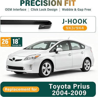 Windshield Wiper Blades Replacement for Toyota Prius 2004 2005 2006 2007 2008 2009,Original Equipment Replacement Front Rear Wiper Blade Set - 26" 18" 16" (Set of 3)