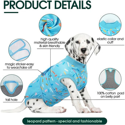 Kuoser Dog Recovery Suit Male, Dog Surgery Suit for Neutering, Breathable Recovery Onesie, Post-Op Protective Vest for Wound, Bodysuit for Abdominal Wounds Skin Disease, BlueRibbon M