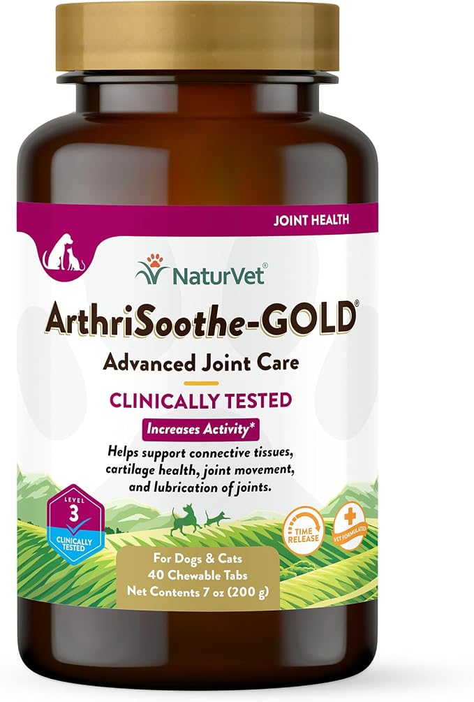 ArthriSoothe-Gold Level 3, MSM and Glucosamine for Dogs and Cats, Advanced Joint Care Support Supplement with Chondroitin and Omega 3, Clinically Tested, Chewable Tablets, Made in The USA