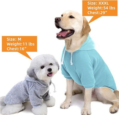 2-Pack Dog Hooded Sweaters & Jackets - Soft Dog Clothes Hoodie for Small/Medium/Large Dogs & Cats | All-Season Comfort & Fit, Stylish Pet Shirts Apparel & Accessories (Light Blue, Grey, X-Large)
