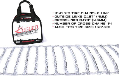 The ROP Shop Pair of 2 Link Tire Chains 18x8.5x8, 16x7.5x8 for Snow Blower, Riding Lawn Mower
