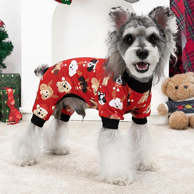 XPUDAC 4 Pack Dog Christmas Pajamas Stretchy Dog Clothes for Medium Large Dogs Girl Boy Christmas Puppy Outfit Pet Jumpsuits Pjs Winter Cat Costume, 4XL