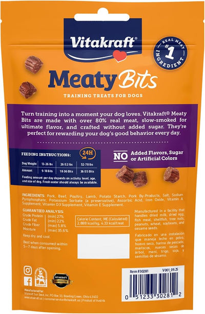 Vitakraft MeatyBits Lamb, Training Treats for Dogs, Naturally Smoked, Real Meat #1 Ingredient, No Added Sugar, No Artificial Flavors or Colors, Soft Dog Treats, Bag, 2.2 oz, 4 Count