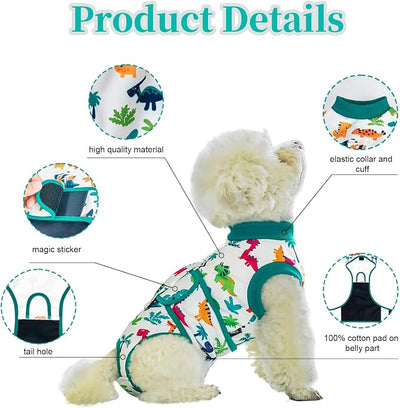 Dog Surgery Recovery Suit,Female Male Dog Onesie for Spay Neuter,Substitute E-Collar & Cone,Anti-Licking Breathable Onesie for Small Medium Large Dogs,Dinosaur XXL