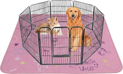 IEUUMLER Washable Pee Pads for Dogs, 1 Pack Non-Slip & Waterproof Pack Whelping Pad, Reusable Washable Puppy Potty Training Pad with Fast Absorbent for Playpen EU007 (Pink Dinosaur, 63"X63"-1pcs)