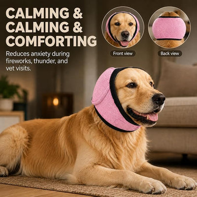 Noise Cancelling Ear Wrap,Quiet Dogs Calming Hoodie,Waterproof Dog Calming Hood,Dog No Shake Ear Muffs Noise Protection Firework Thunder Vacuum,Adjustable for Grooming Bathing & Swimming (Grey-S)