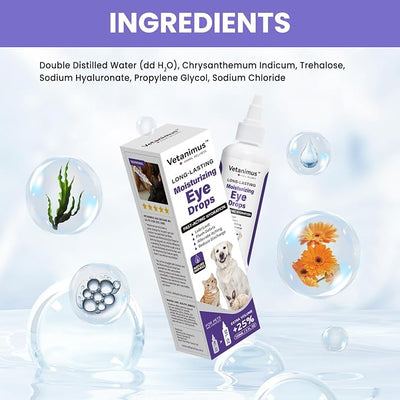 Refreshing Moisturizing Eye Drops 150ml/5 fl.oz for Dogs, Cats, and Livestock Fast-Acting Hydration