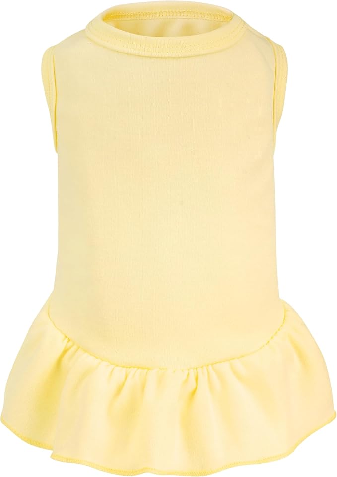 Dog Dresses Cat Skirt Solid Color Dog Clothes Summer Sleeveless Puppy Girl Clothes for Small Pet Dogs Cats (Yellow, Medium)