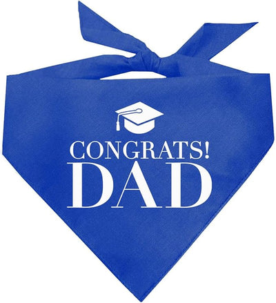 Congrats Dad Dog Bandana | 100% Cotton Adjustable Triangle | Made in USA | Graduation | College | Senior Year | Family Support | Class of |Royal, X-Small (420)