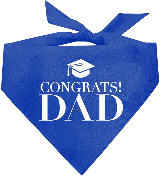 Congrats Dad Dog Bandana | 100% Cotton Adjustable Triangle | Made in USA | Graduation | College | Senior Year | Family Support | Class of |Royal, One Size (420)