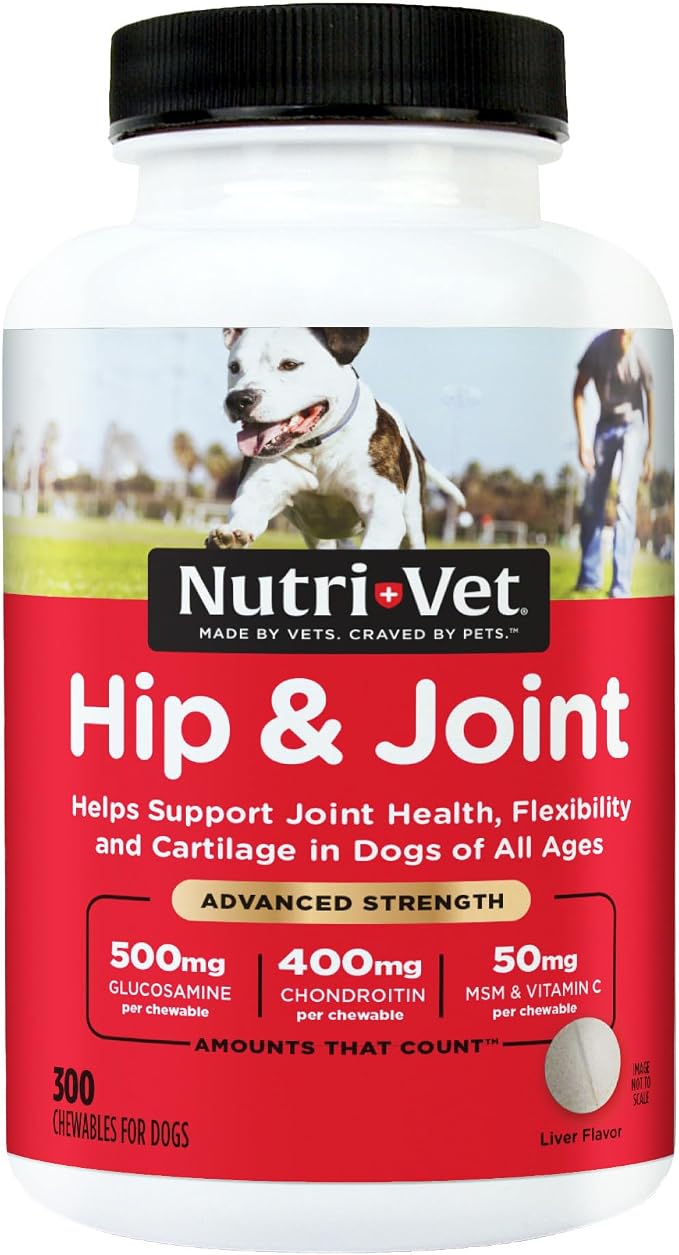 Advanced Strength Hip & Joint Supplement for Dogs, Puppy Supplements, Dog Joint Supplement, Contains 500mg of Glucosamine, 400mg of Chondroitin, 50mg of MSM, Puppy Essentials, 300 Tablets