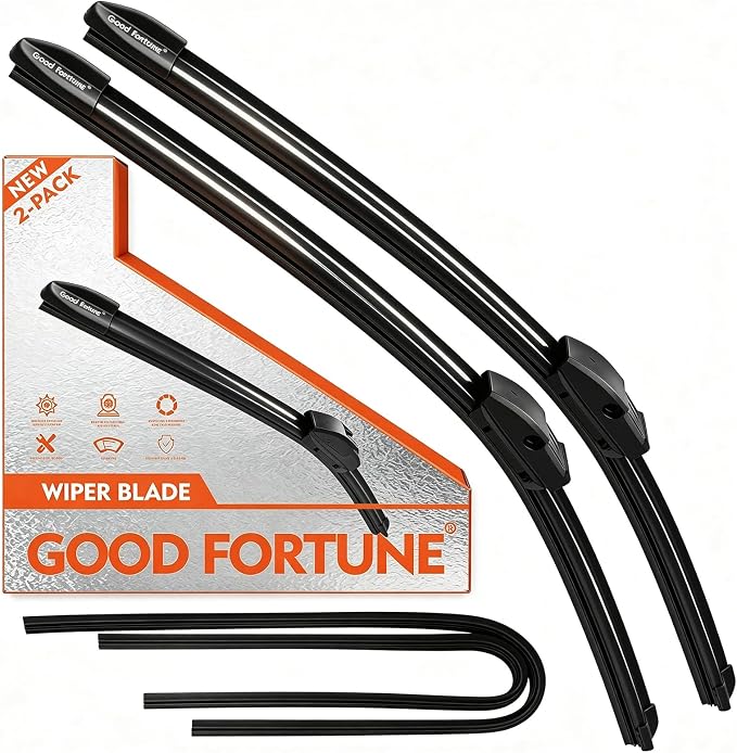 Good Fortune 26"+18"Graphene Coating windshield Wiper Blades Side Lock 2Pk | car Beam Blade|sk6 High Carbon Steel Core|Reusable Frame+2 Refills|for bmw 535i 2011-2016 for bmw 550i 2011-2016
