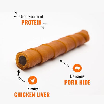 Good 'N' Fun Rawhide Twists, Chicken Liver Recipe, 6-Count