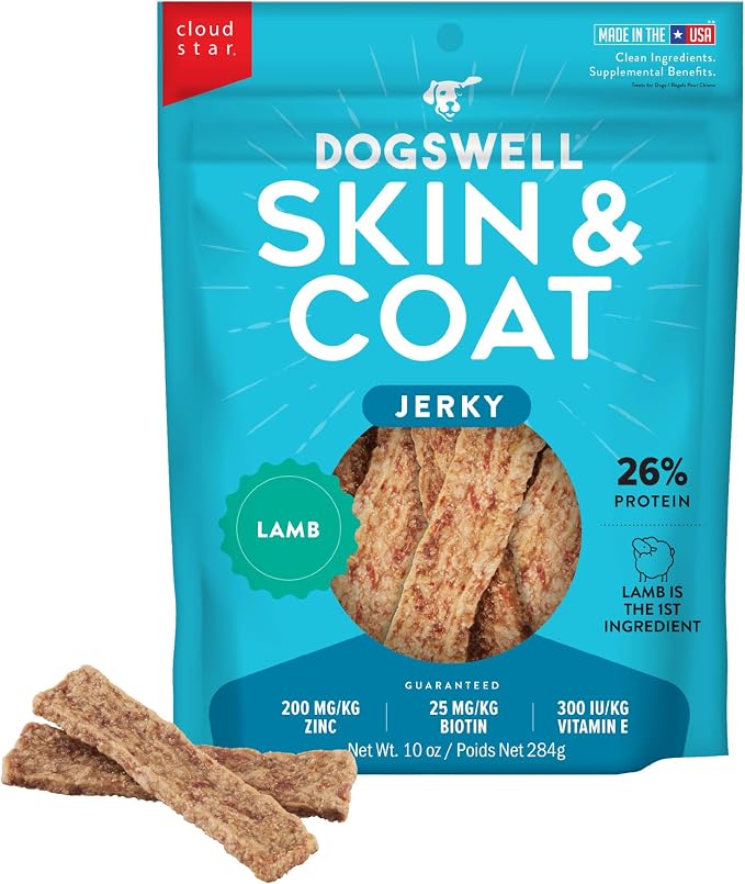 Skin & Coat Jerky Dog Treats, Lamb, 10 oz. Pouch